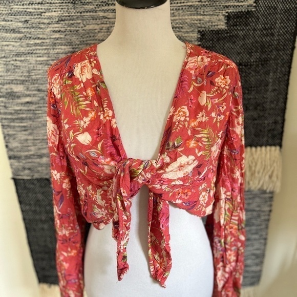 Anthropologie floral tied cover up/top size 2X - Picture 3 of 6